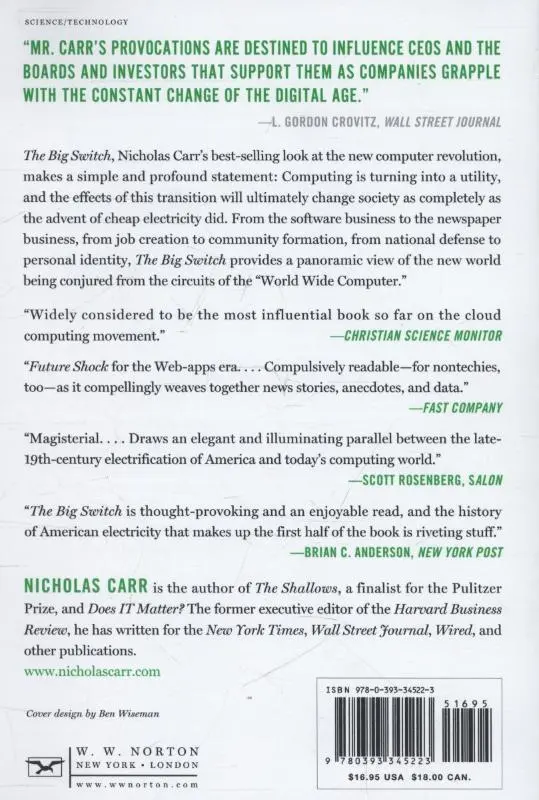 Rückseite: 9780393345223 | The Big Switch | Rewiring the World, from Edison to Google | Carr