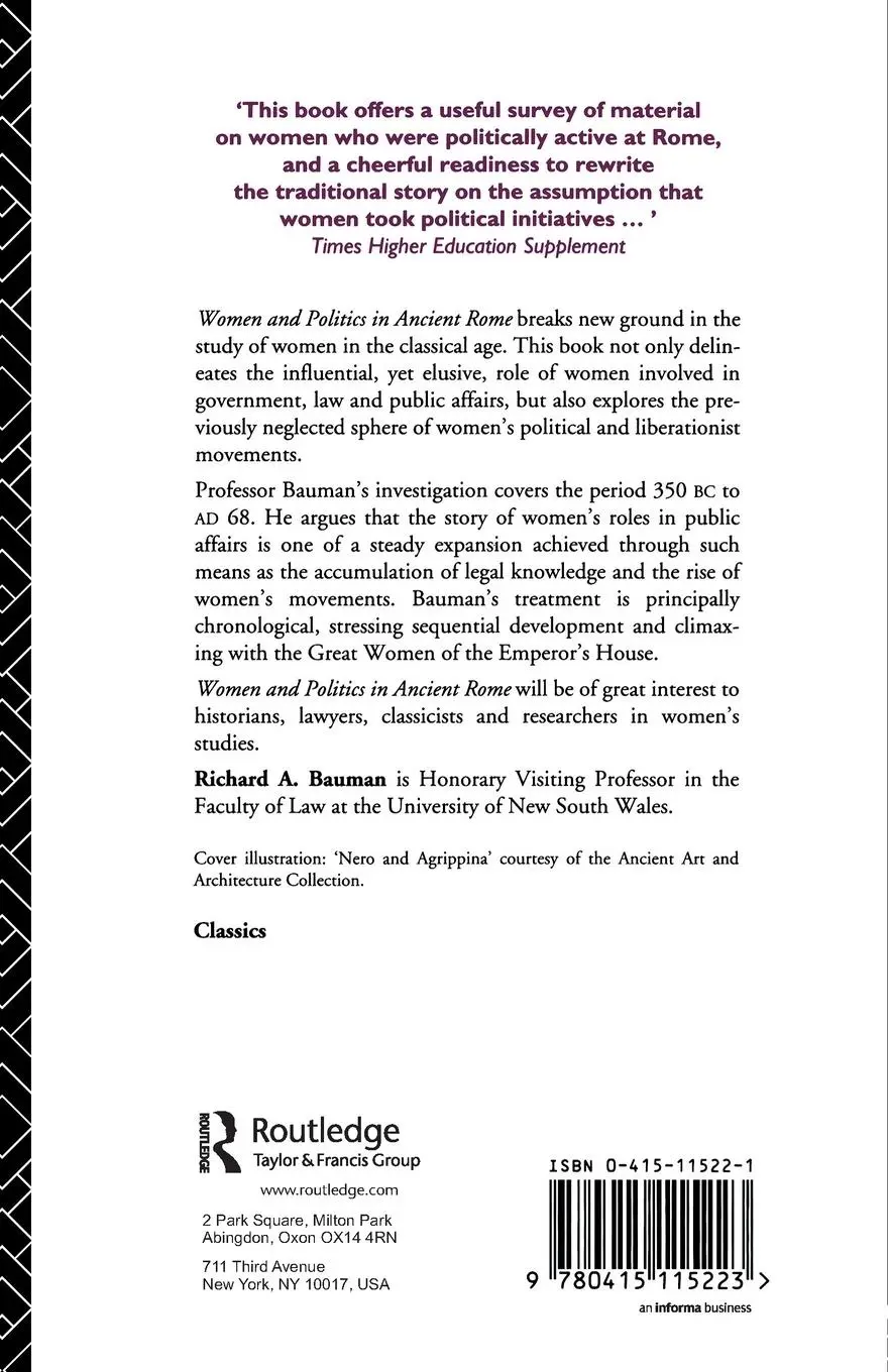 Rückseite: 9780415115223 | Women and Politics in Ancient Rome | Richard A. Bauman | Taschenbuch