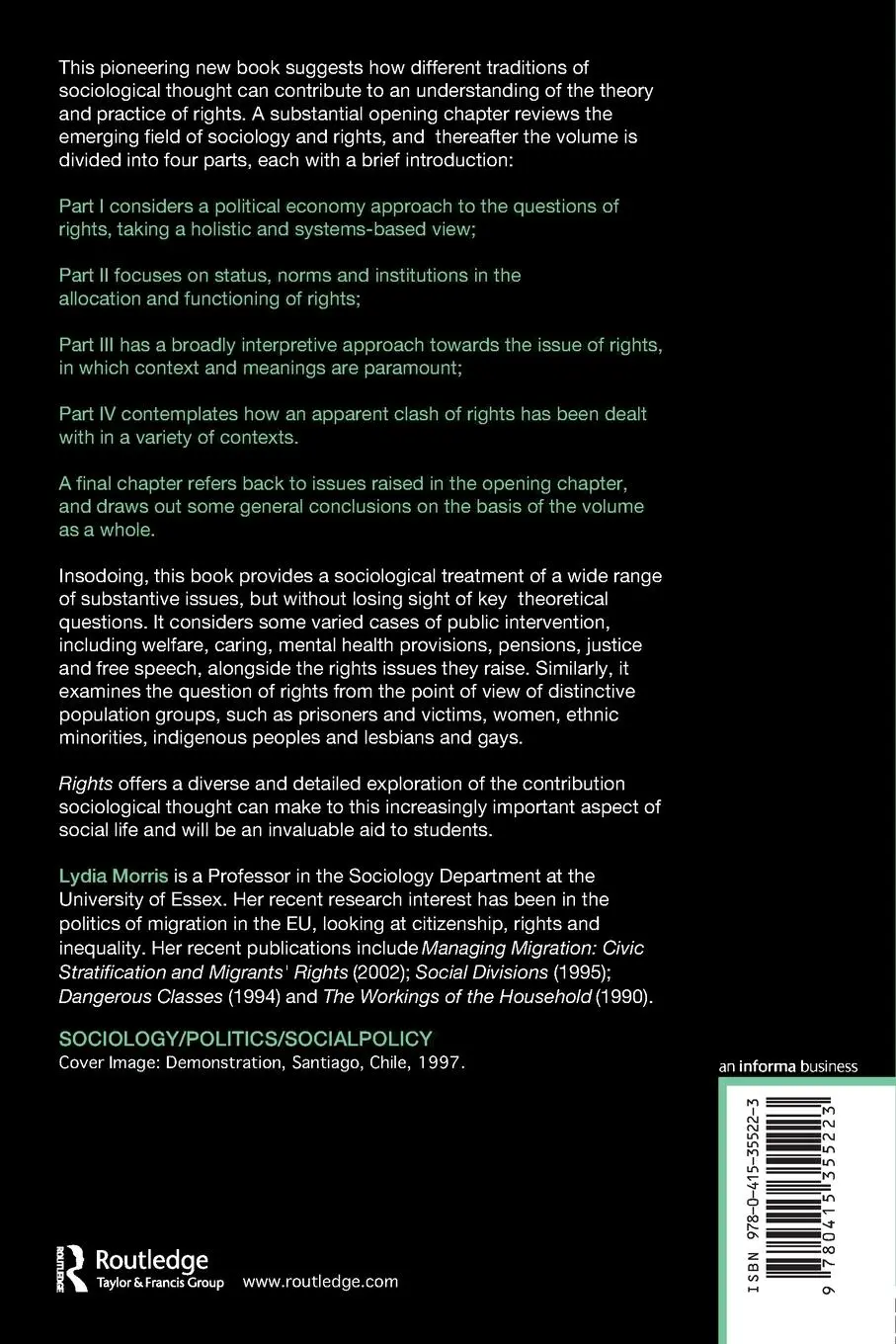 Rückseite: 9780415355223 | Rights | Sociological Perspectives | Lydia Morris | Taschenbuch | 2006