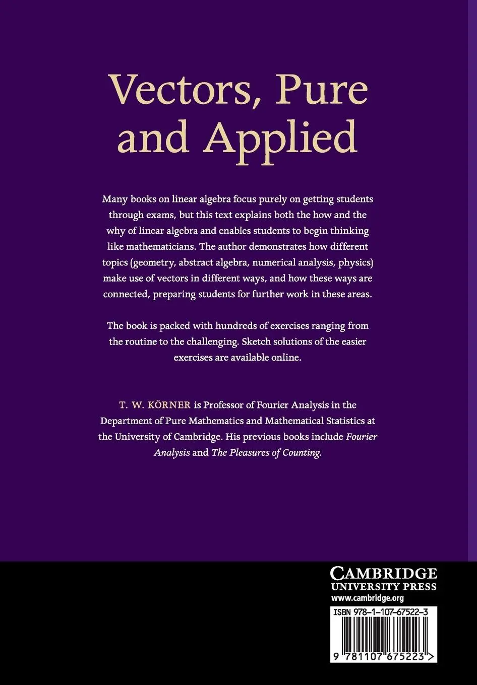 Rückseite: 9781107675223 | Vectors, Pure and Applied | T. W. Körner | Taschenbuch | Englisch