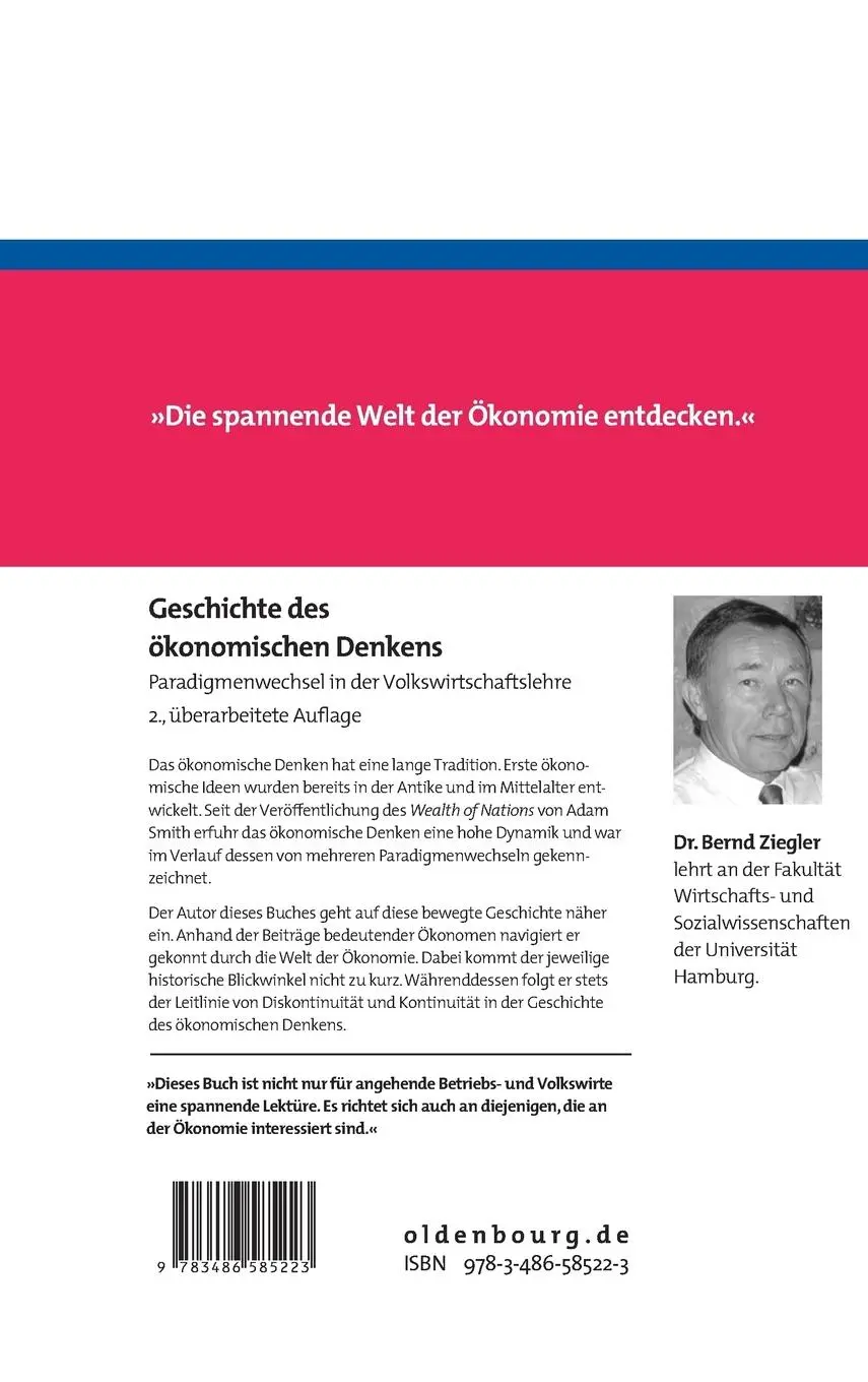 Rückseite: 9783486585223 | Geschichte des ökonomischen Denkens | Bernd Ziegler | Buch | X | 2008