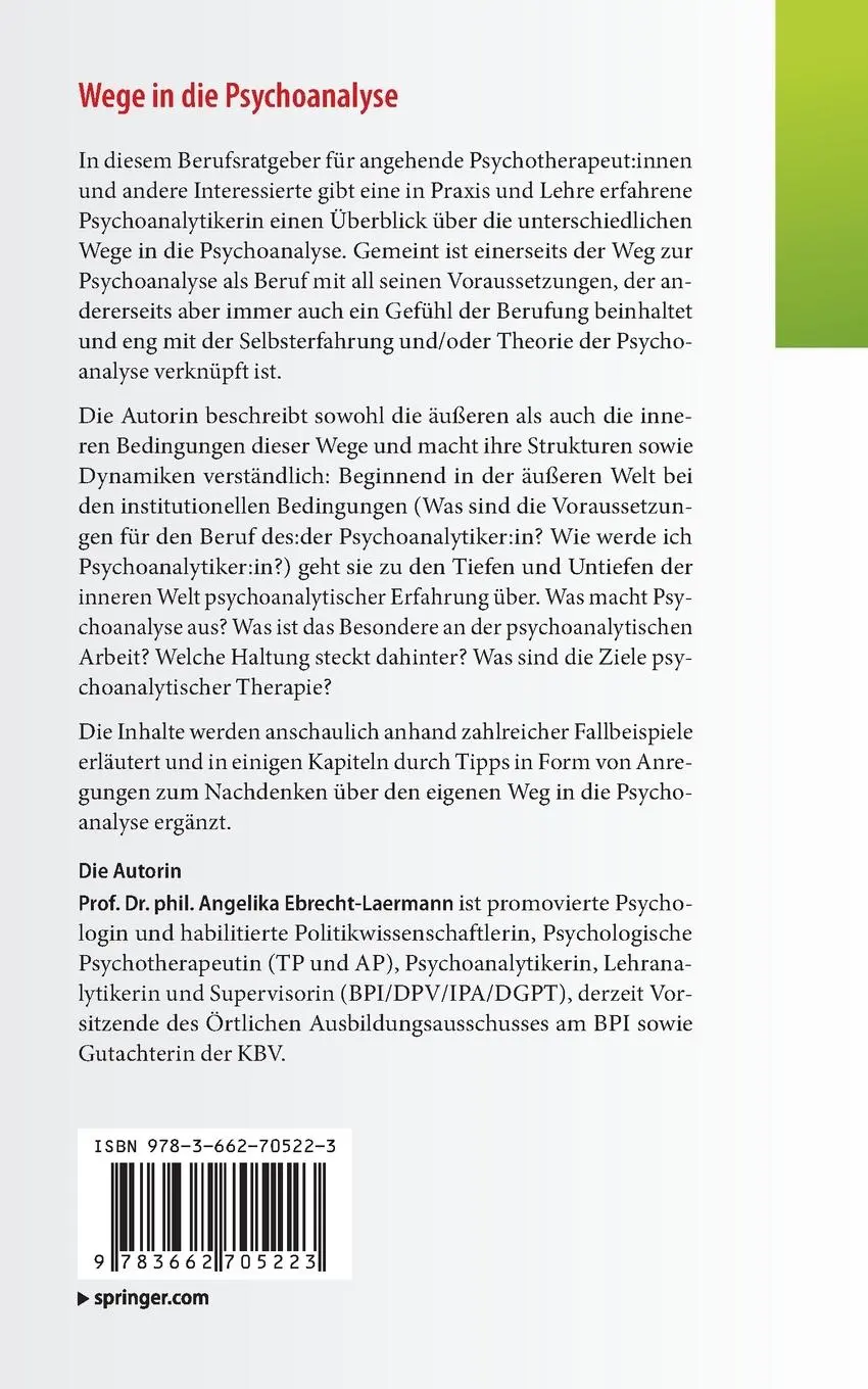 Rückseite: 9783662705223 | Wege in die Psychoanalyse | Angelika Ebrecht-Laermann | Taschenbuch