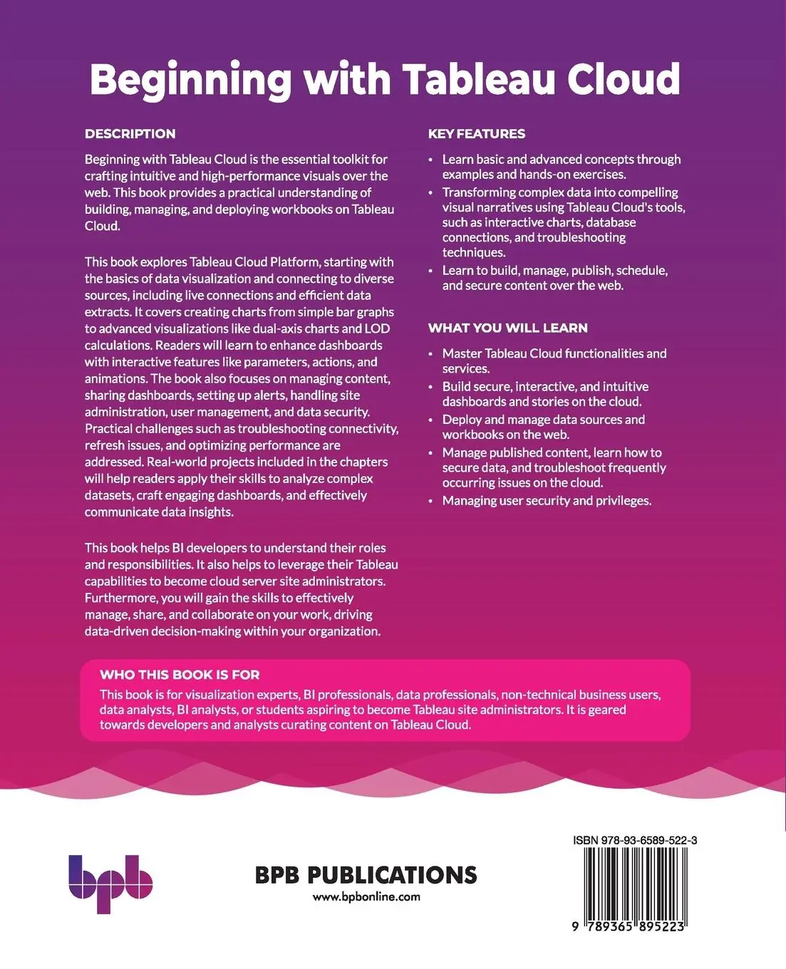 Rückseite: 9789365895223 | Beginning with Tableau Cloud | Urmisha Patel | Taschenbuch | Englisch