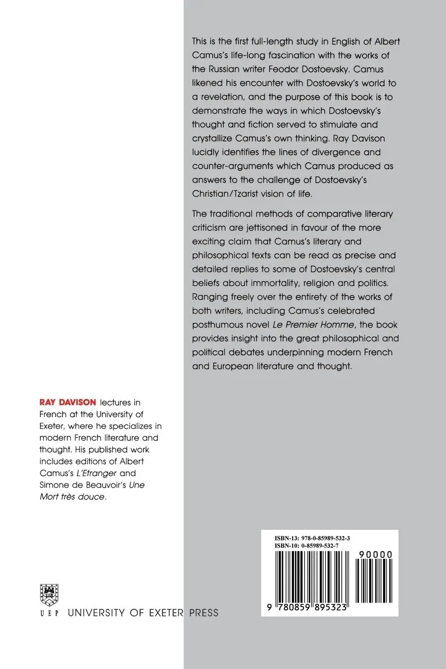 Rückseite: 9780859895323 | Camus | The Challenge of Dostoevsky | Ray Davison | Taschenbuch | 1997