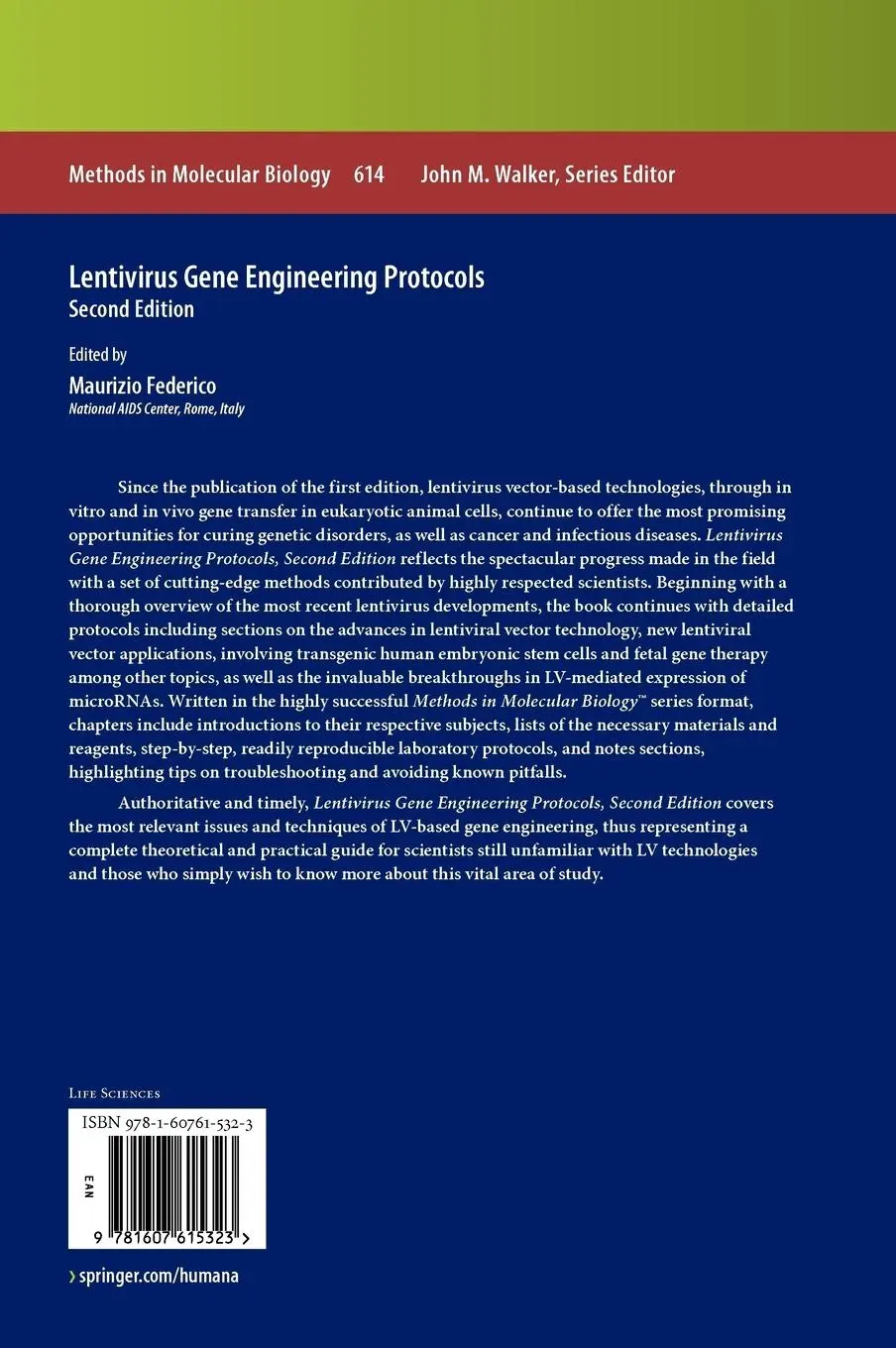 Rückseite: 9781607615323 | Lentivirus Gene Engineering Protocols | Maurizio Federico | Buch | xii