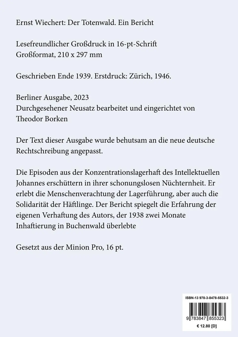 Rückseite: 9783847855323 | Der Totenwald (Großdruck) | Ein Bericht | Ernst Wiechert | Taschenbuch