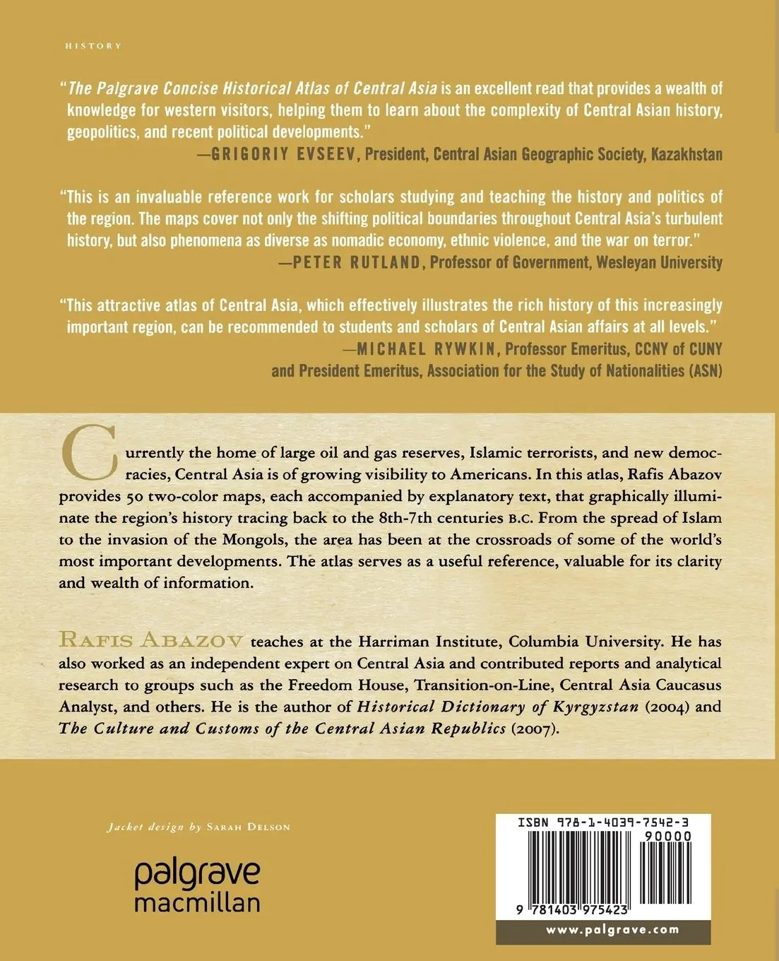 Rückseite: 9781403975423 | The Palgrave Concise Historical Atlas of Central Asia | R. Abazov