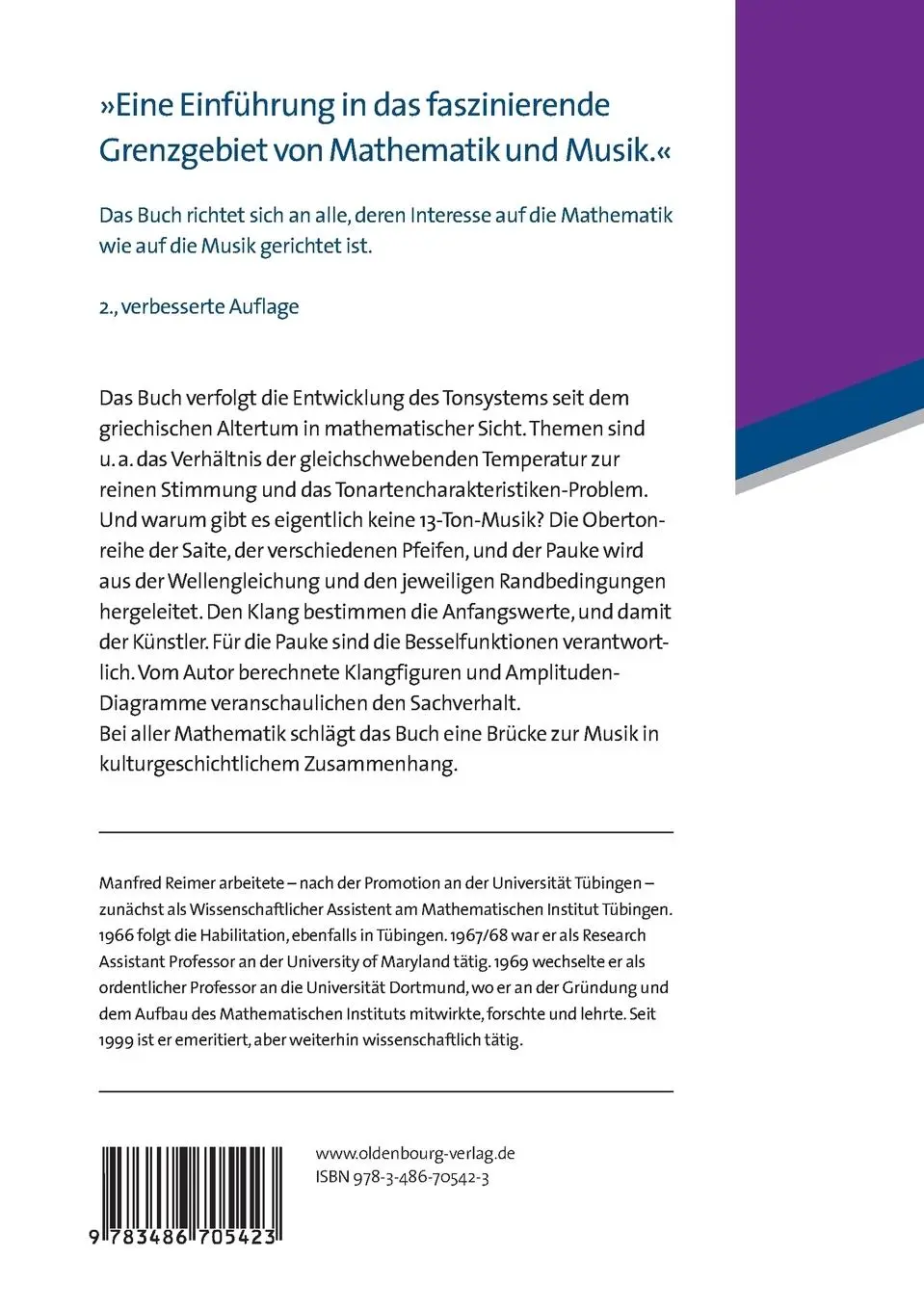 Rückseite: 9783486705423 | Der Klang als Formel | Ein mathematisch-musikalischer Streifzug | Buch