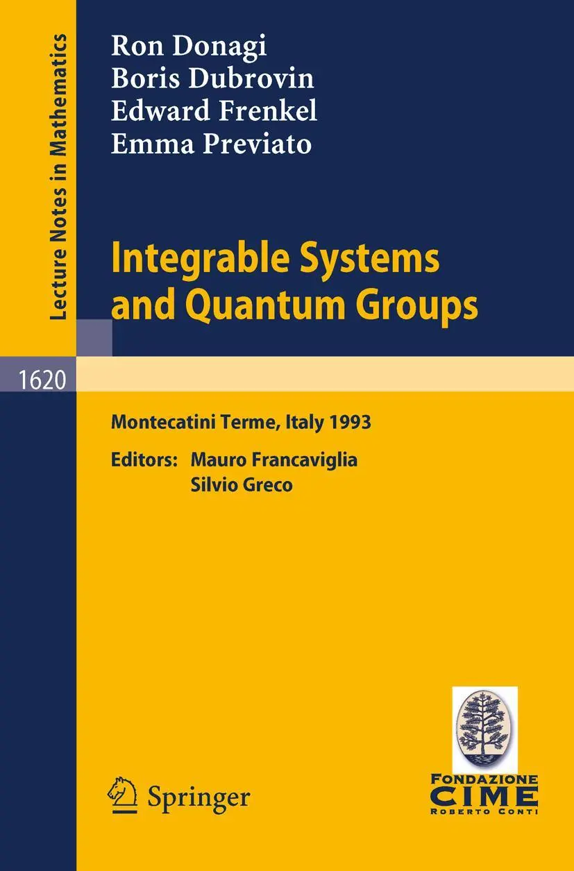 Cover: 9783540605423 | Integrable Systems and Quantum Groups | Ron Donagi (u. a.) | Buch