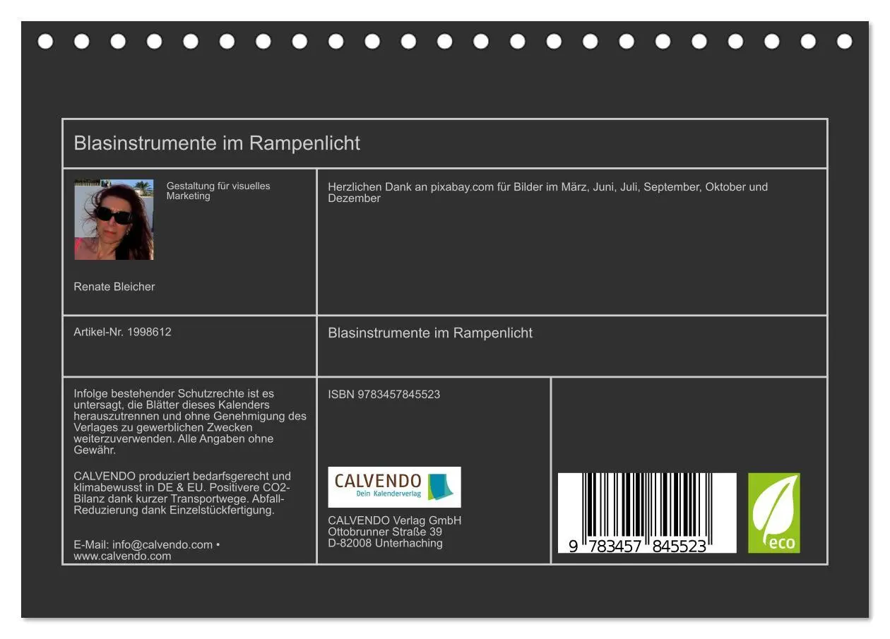 Bild: 9783457845523 | Blasinstrumente im Rampenlicht (Tischkalender 2026 DIN A5 quer),...