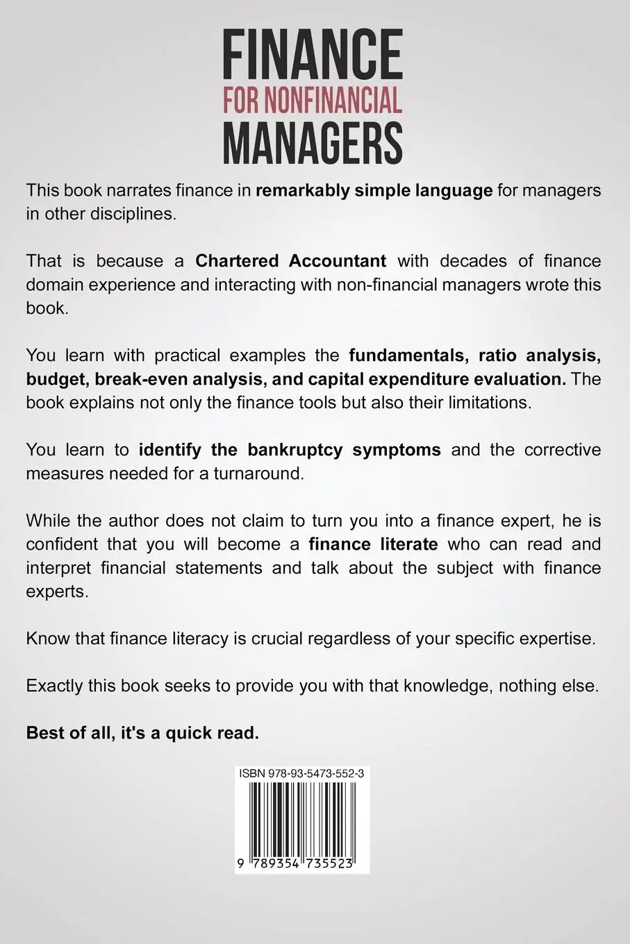 Rückseite: 9789354735523 | FINANCE FOR NONFINANCIAL MANAGERS | Murugesan Ramaswamy | Taschenbuch