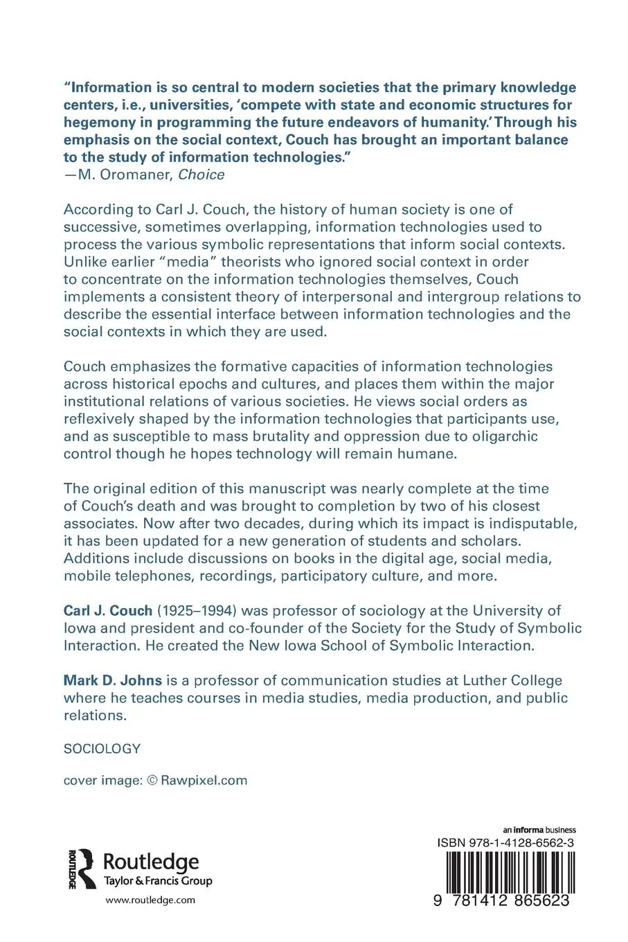 Rückseite: 9781412865623 | Information Technologies and Social Orders | Carl J. Couch | Buch