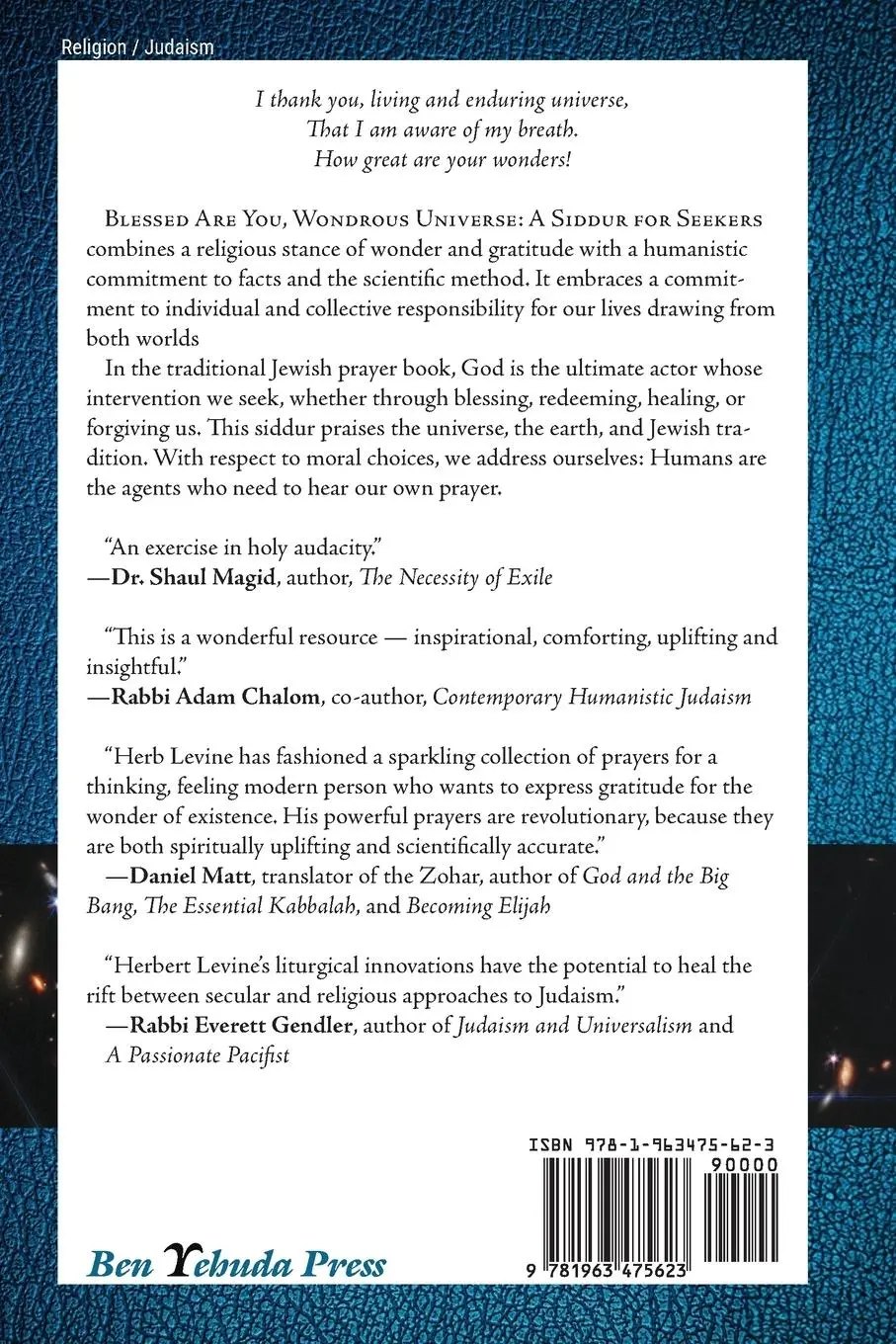 Rückseite: 9781963475623 | Blessed Are You, Wondrous Universe | A Siddur for Seekers | Levine
