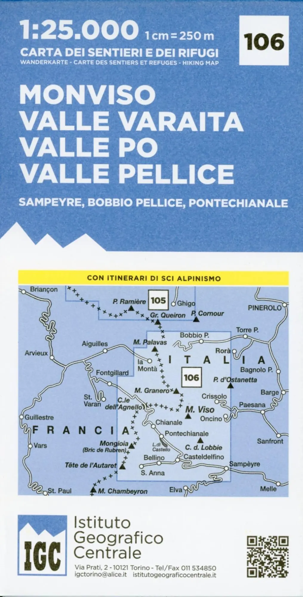 Cover: 9788896455623 | IGC Italien 1 : 25 000 Wanderkarte 106 Monviso | (Land-)Karte | 2016