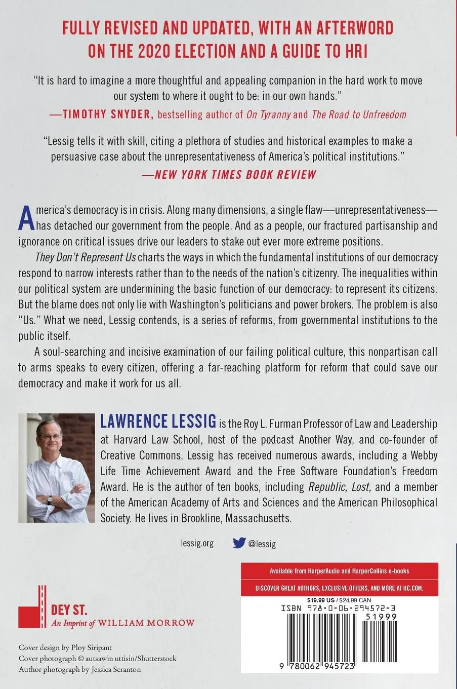 Rückseite: 9780062945723 | They Don't Represent Us | Lawrence Lessig | Taschenbuch | Englisch