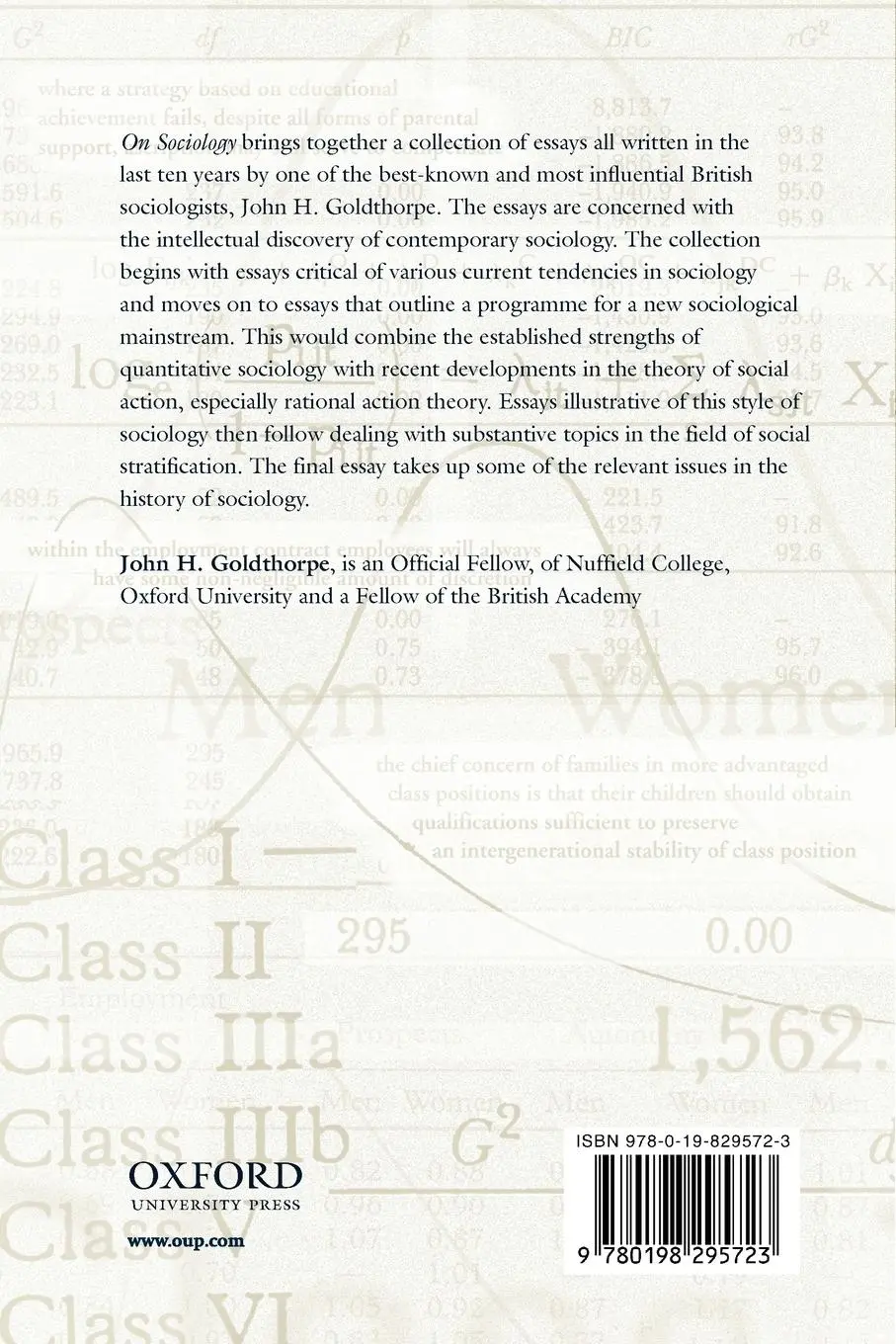 Rückseite: 9780198295723 | On Sociology | John H Goldthorpe | Taschenbuch | Englisch | 2000