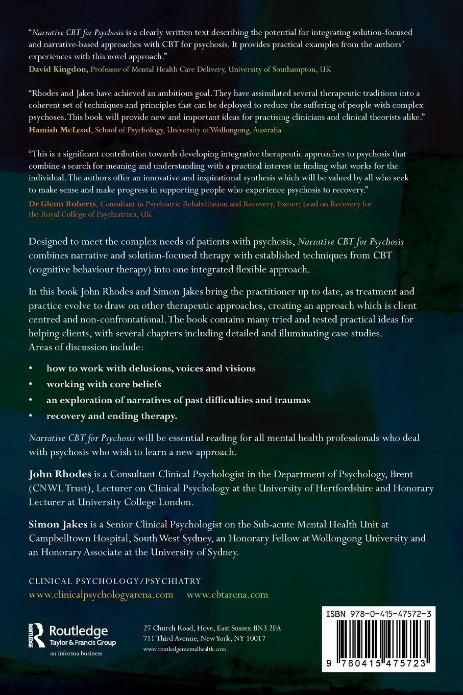 Rückseite: 9780415475723 | Narrative CBT for Psychosis | John Rhodes (u. a.) | Taschenbuch | 2009
