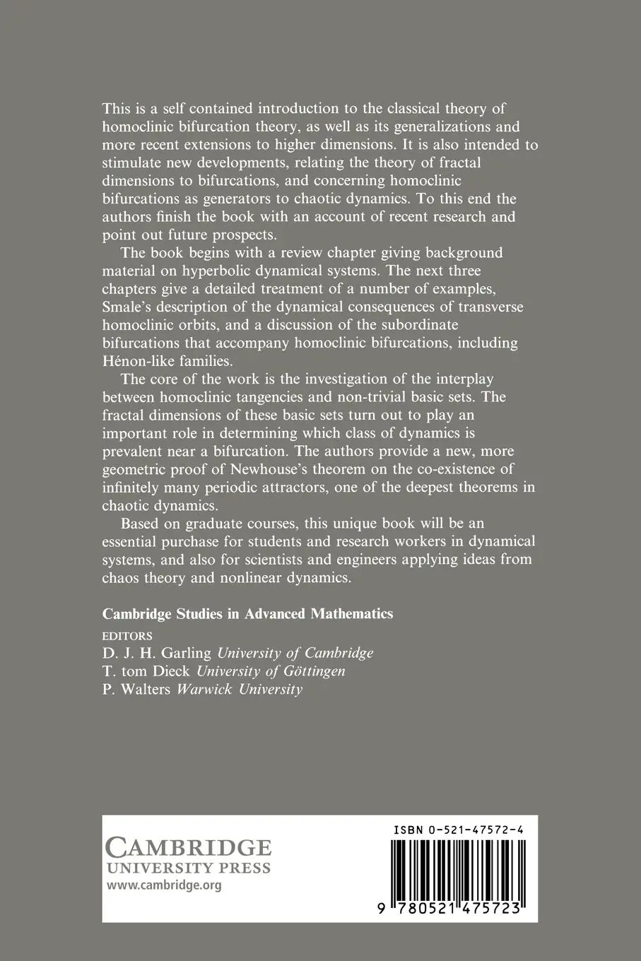 Rückseite: 9780521475723 | Hyperbolicity and Sensitive Chaotic Dynamics at Homoclinic...