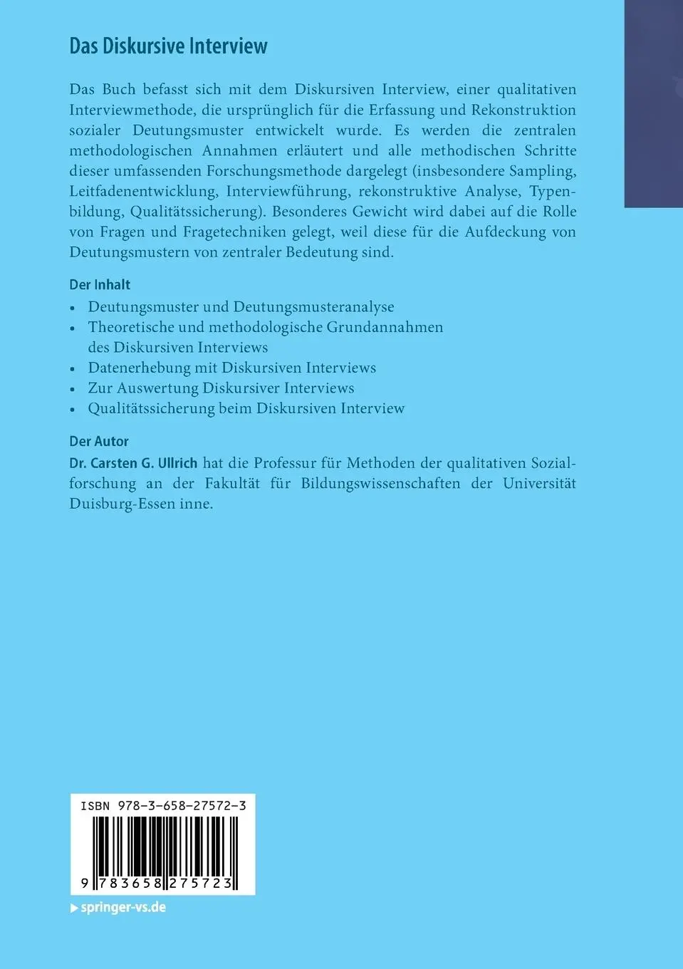 Rückseite: 9783658275723 | Das Diskursive Interview | Methodische und methodologische Grundlagen