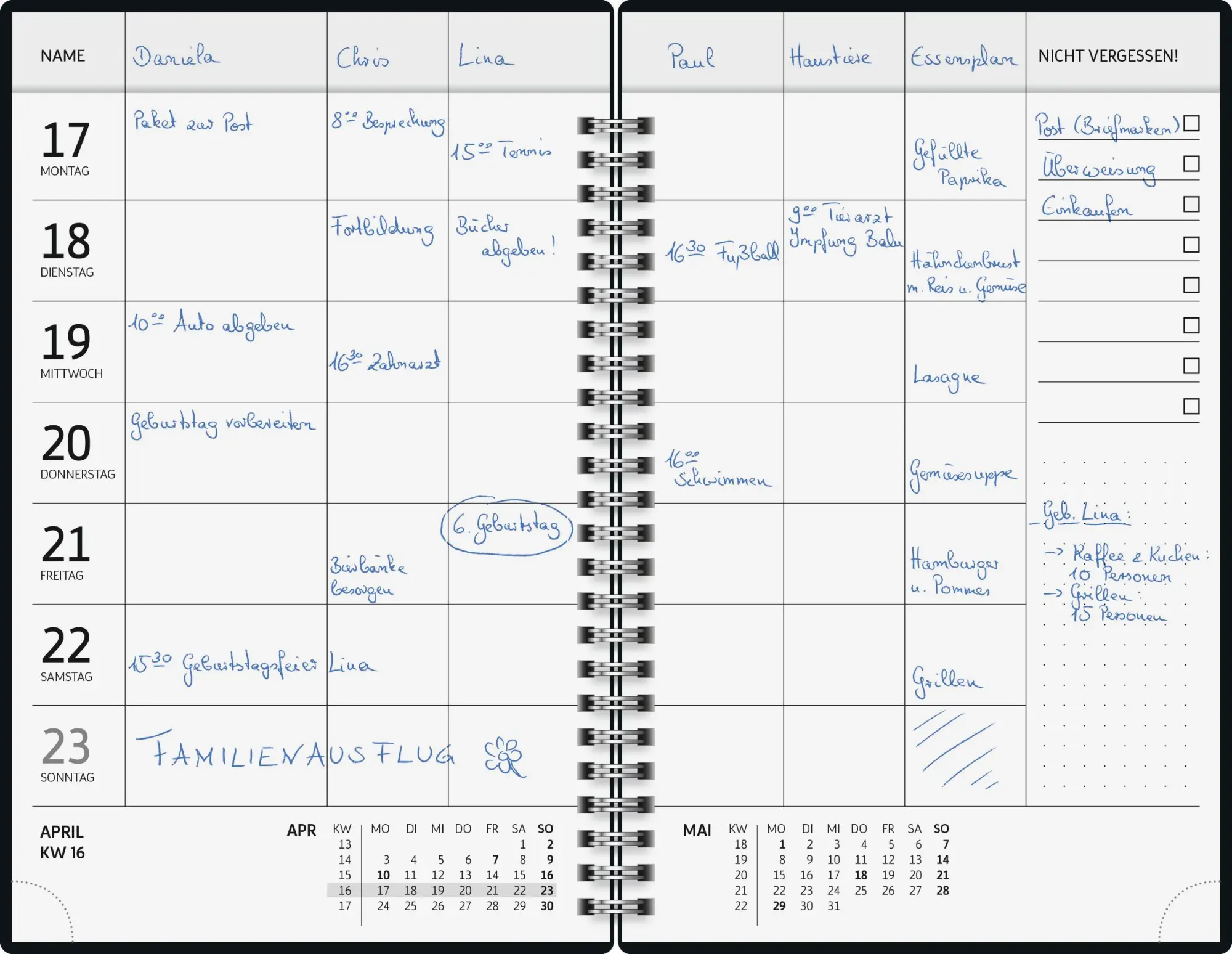 Bild: 4061947145823 | BRUNNEN 1070290016 Buchkalender Familienplaner 2026 "Confetti" A5,...