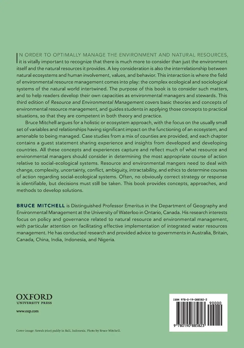 Rückseite: 9780190885823 | Resource and Environmental Management | Third Edition | Bruce Mitchell