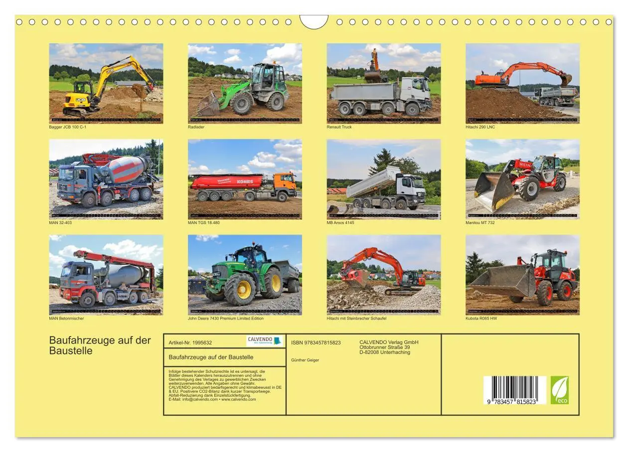 Bild: 9783457815823 | Baufahrzeuge auf der Baustelle (Wandkalender 2026 DIN A3 quer),...