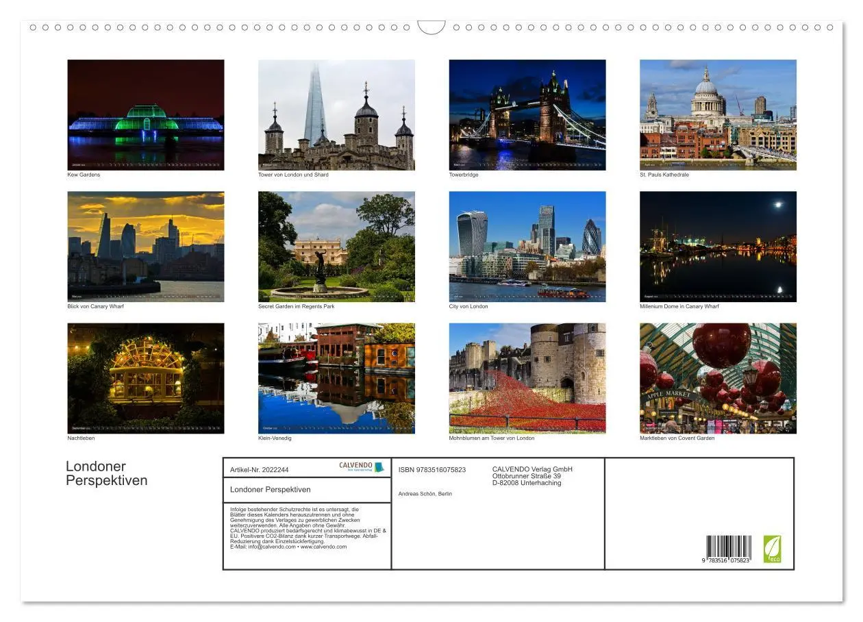 Bild: 9783516075823 | Londoner Perspektiven (Wandkalender 2026 DIN A2 quer), CALVENDO...