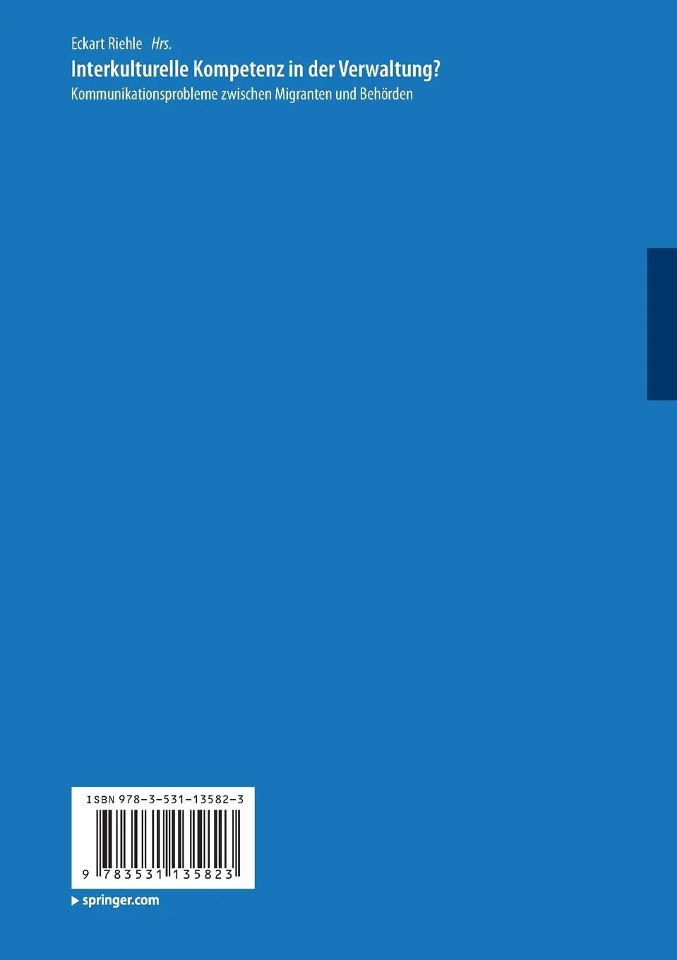 Rückseite: 9783531135823 | Interkulturelle Kompetenz in der Verwaltung? | Eckart Riehle | Buch
