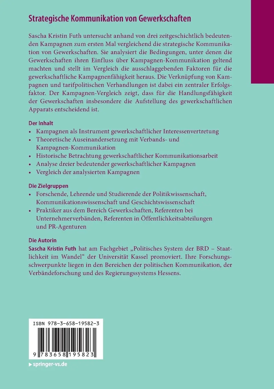 Rückseite: 9783658195823 | Strategische Kommunikation von Gewerkschaften | Sascha Kristin Futh