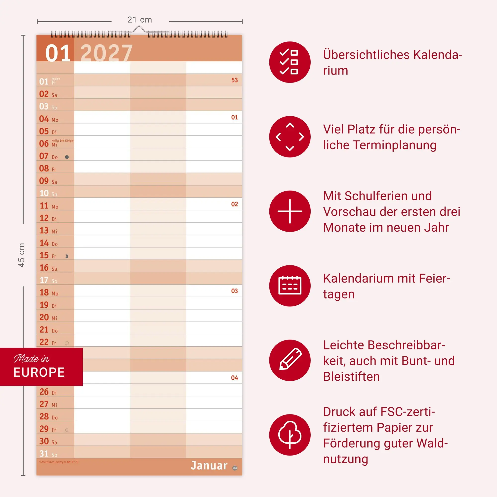 Bild: 9783756415823 | Basic Planer für zwei 2027 | Kalender | Basic Planer Heye | 14 S.