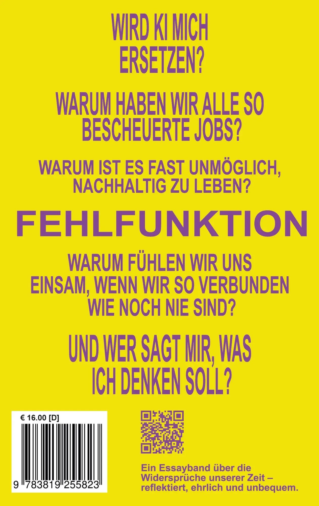 Rückseite: 9783819255823 | Fehlfunktion | Essays &amp; Reflexion mit KI | Josia Jourdan | Taschenbuch