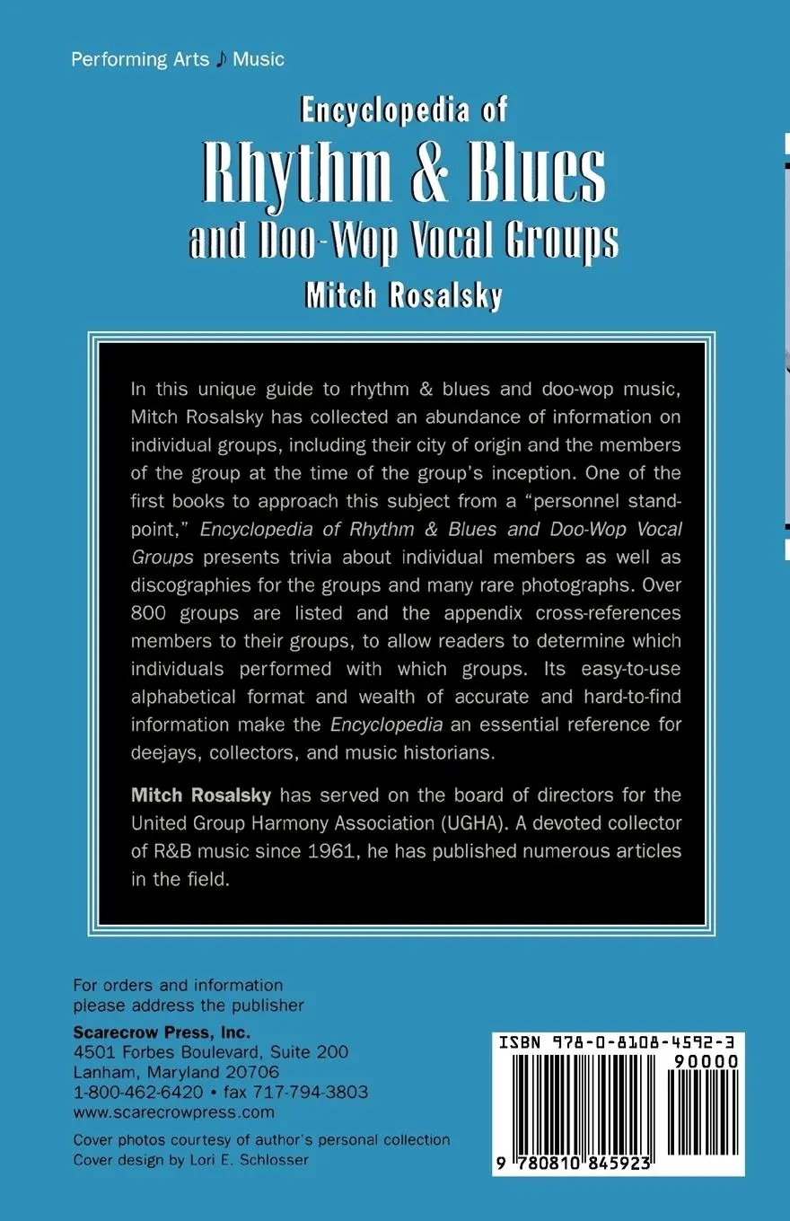 Rückseite: 9780810845923 | Encyclopedia of Rhythm and Blues and Doo-Wop Vocal Groups | Rosalsky