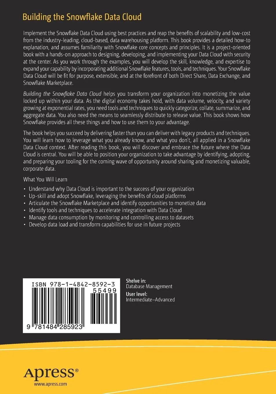 Rückseite: 9781484285923 | Building the Snowflake Data Cloud | Andrew Carruthers | Taschenbuch