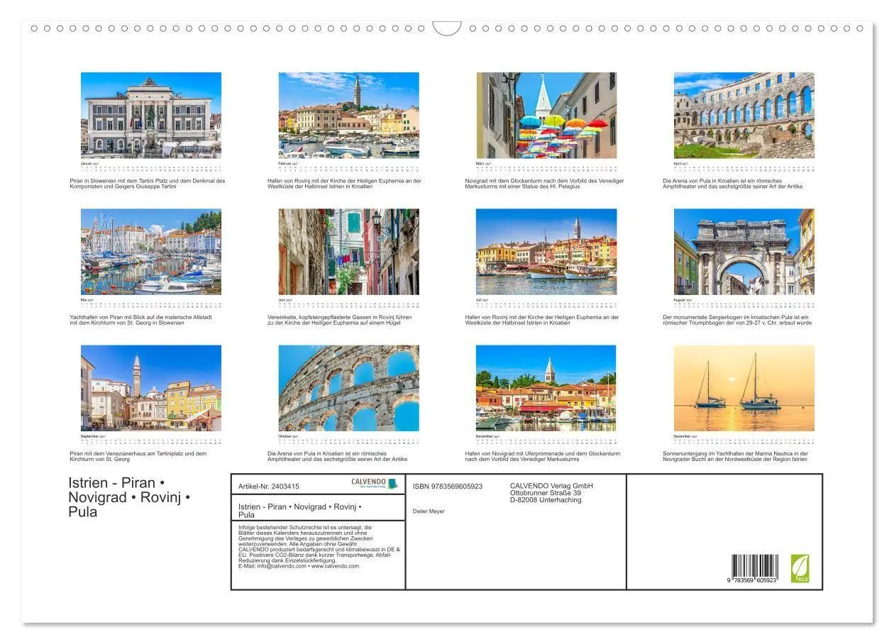 Bild: 9783569605923 | Istrien - Piran ¿ Novigrad ¿ Rovinj ¿ Pula (Wandkalender 2027 DIN...