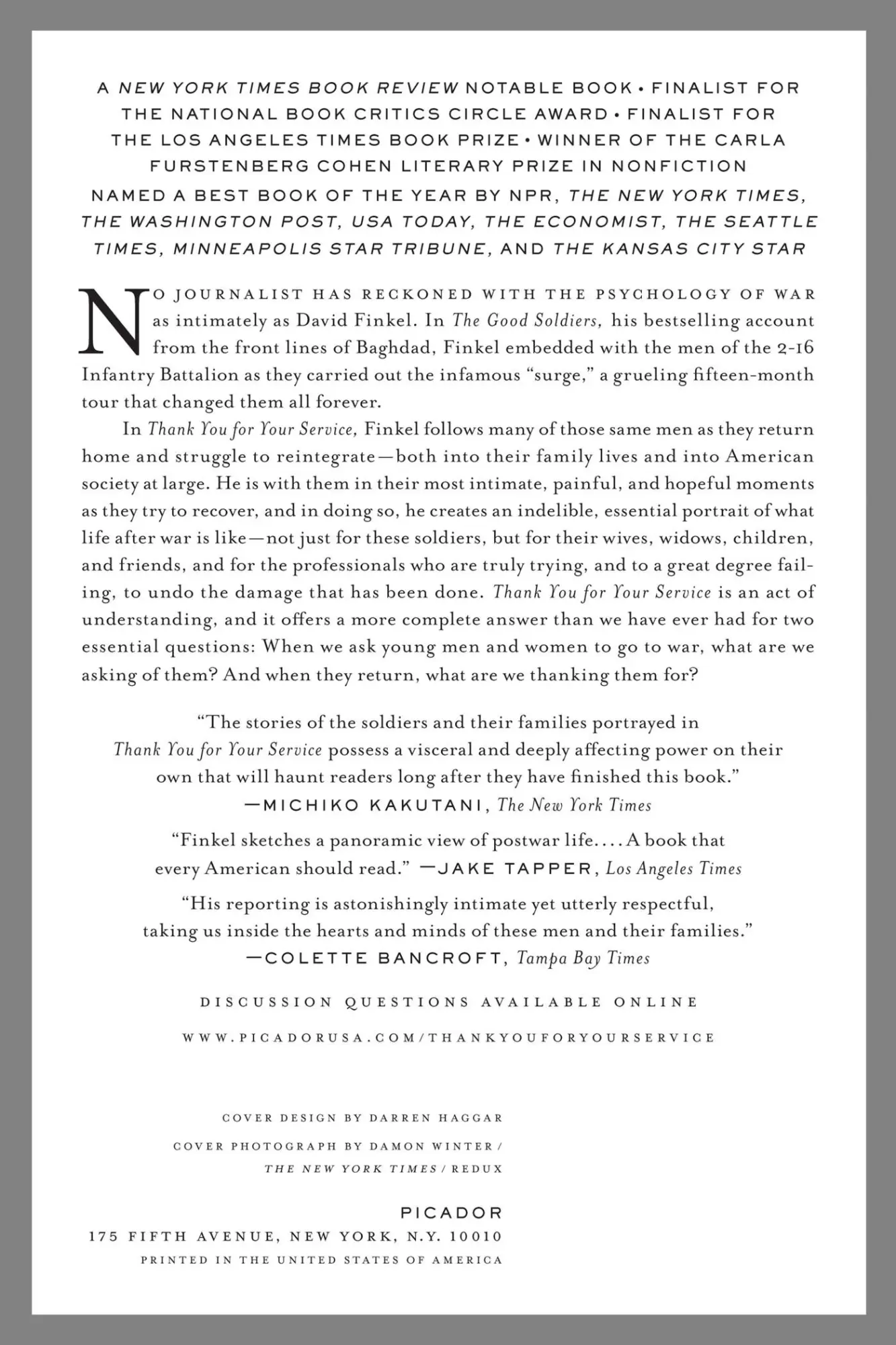 Rückseite: 9781250056023 | Thank You for Your Service | David Finkel | Taschenbuch | Englisch