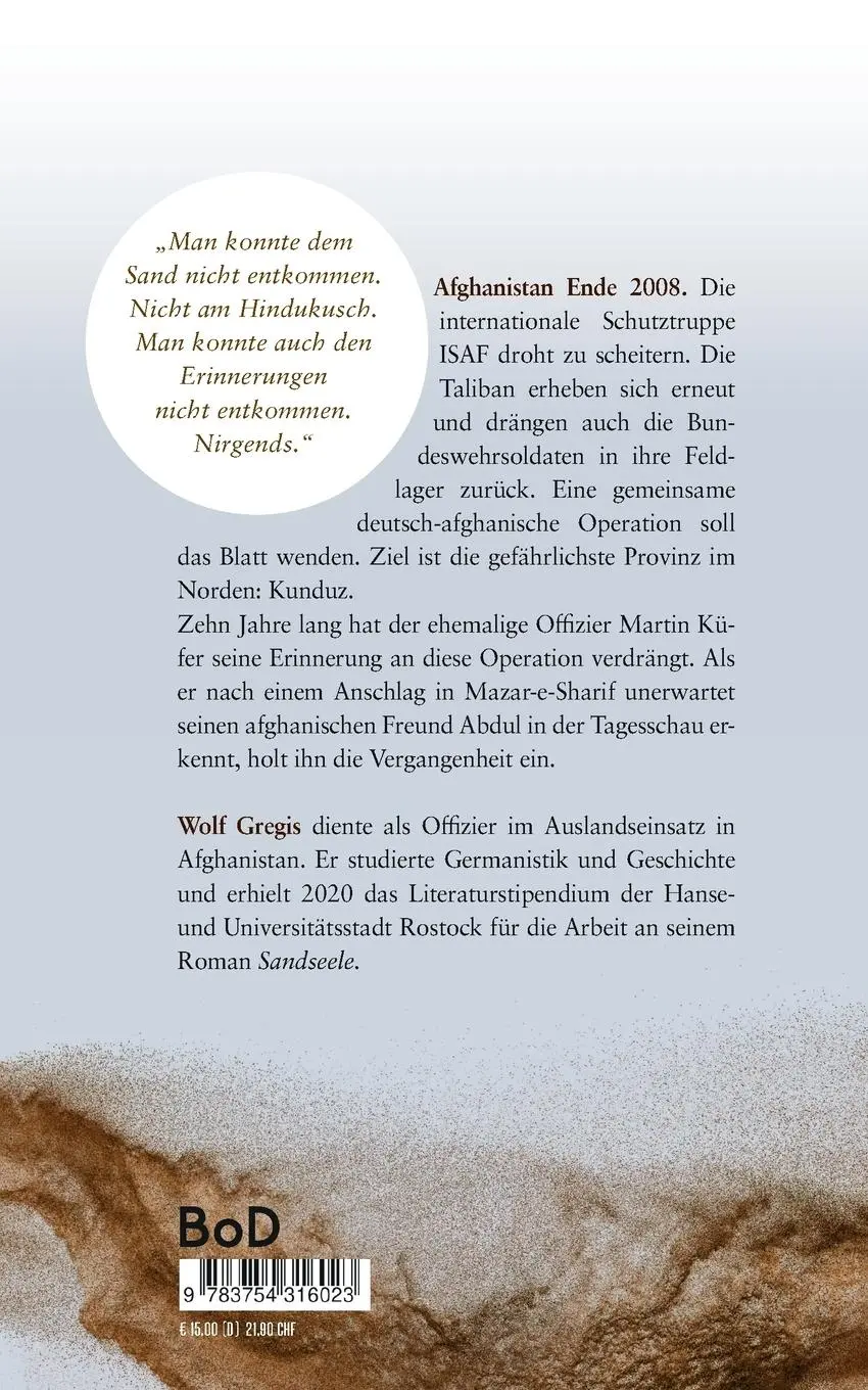 Rückseite: 9783754316023 | Sandseele | Roman | Wolf Gregis | Taschenbuch | 382 S. | Deutsch