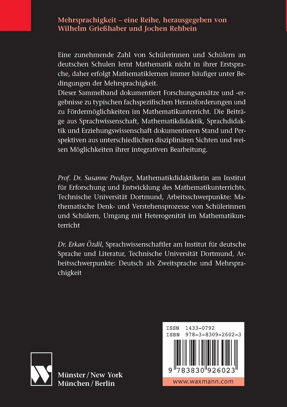 Rückseite: 9783830926023 | Mathematiklernen unter Bedingungen der Mehrsprachigkeit | Taschenbuch