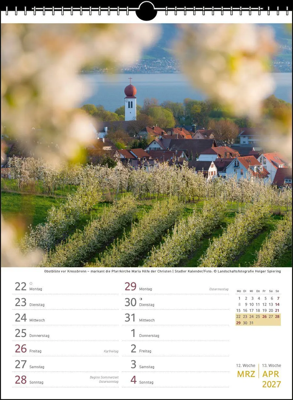 Bild: 9783861926023 | Zwei-Wochenplaner Bodensee 2027 | Holger Spiering | Kalender | 27 S.