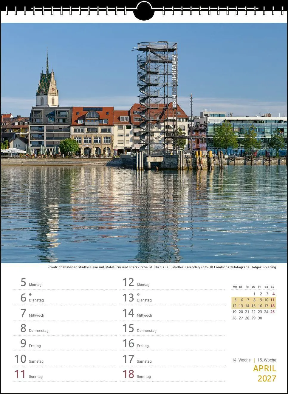 Bild: 9783861926023 | Zwei-Wochenplaner Bodensee 2027 | Holger Spiering | Kalender | 27 S.