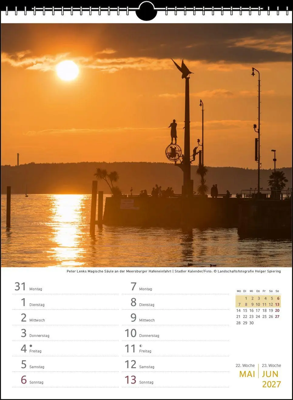 Bild: 9783861926023 | Zwei-Wochenplaner Bodensee 2027 | Holger Spiering | Kalender | 27 S.