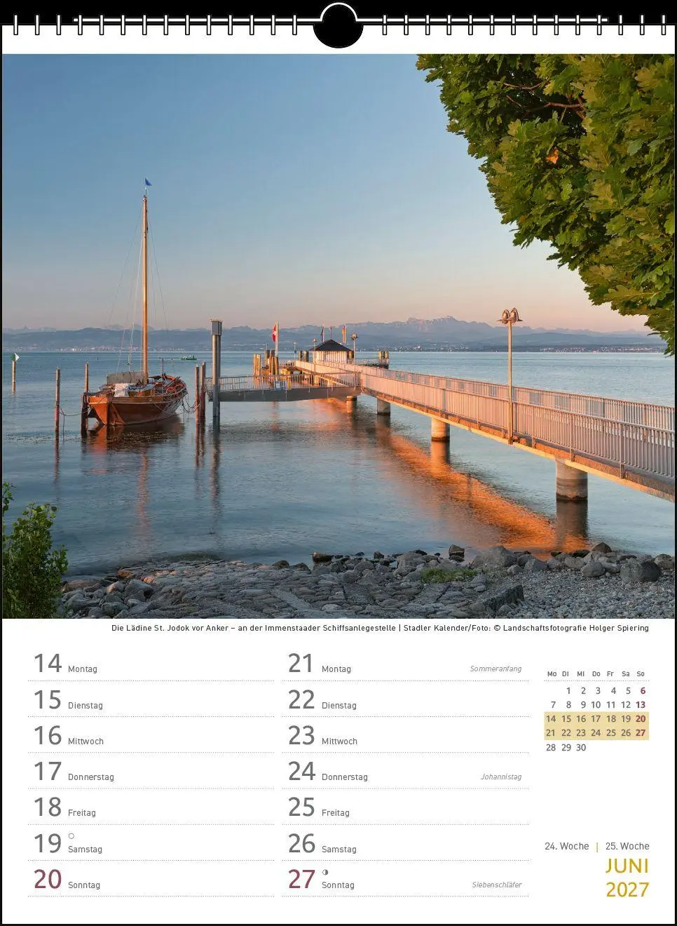 Bild: 9783861926023 | Zwei-Wochenplaner Bodensee 2027 | Holger Spiering | Kalender | 27 S.