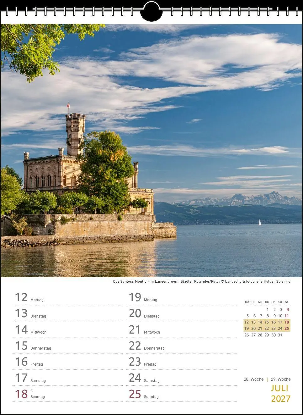 Bild: 9783861926023 | Zwei-Wochenplaner Bodensee 2027 | Holger Spiering | Kalender | 27 S.