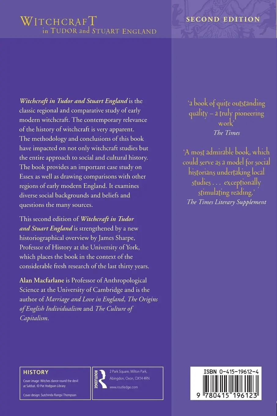 Rückseite: 9780415196123 | Witchcraft in Tudor and Stuart England | Alan Macfarlane | Taschenbuch