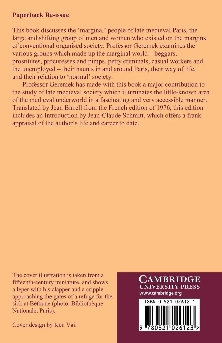 Rückseite: 9780521026123 | The Margins of Society in Late Medieval Paris | Bronislaw Geremek