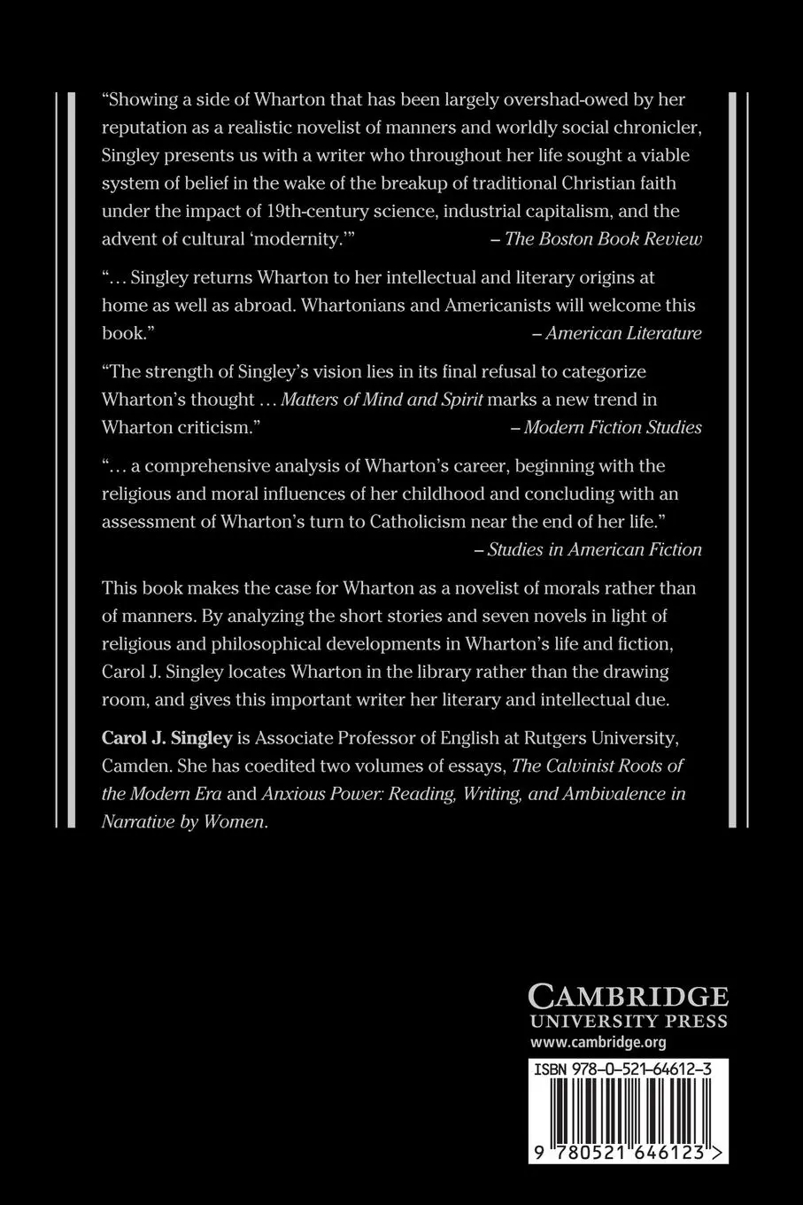 Rückseite: 9780521646123 | Edith Wharton | Matters of Mind and Spirit | Carol J. Singley | Buch