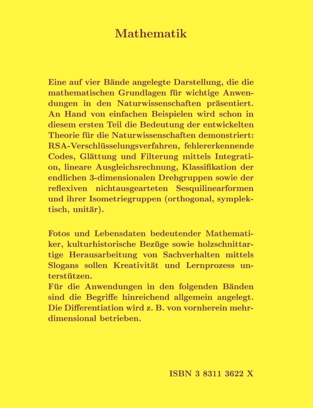 Rückseite: 9783831136223 | Mathematik für Naturwissenschaften und Informatik Teil I ( Paperback)