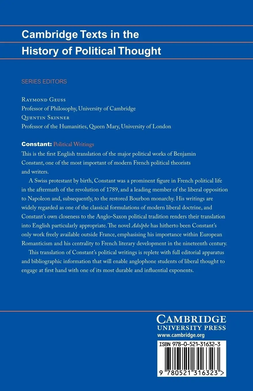Rückseite: 9780521316323 | Constant | Political Writings | Benjamin Constant | Taschenbuch | 2012