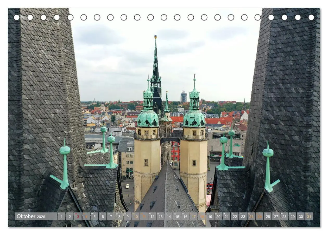 Bild: 9783457526323 | HALLE SAALE GEDROHNT 2026 (Tischkalender 2026 DIN A5 quer),...