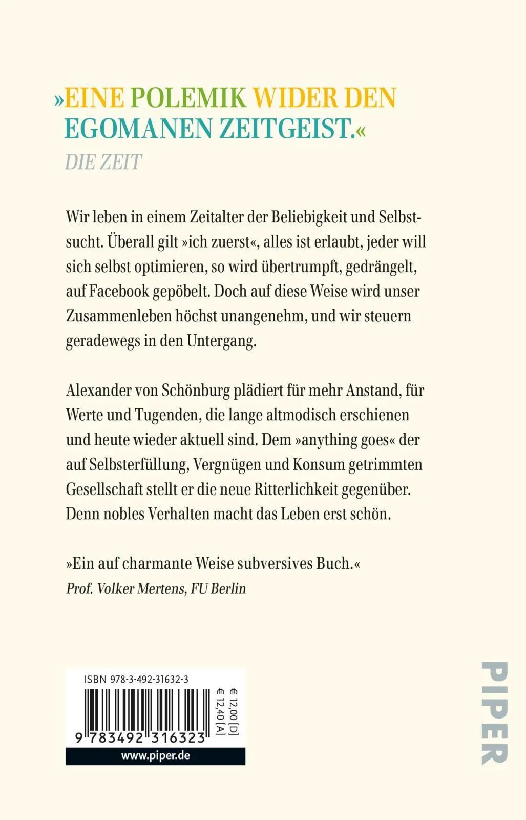 Rückseite: 9783492316323 | Die Kunst des lässigen Anstands | 27 altmodische Tugenden für heute
