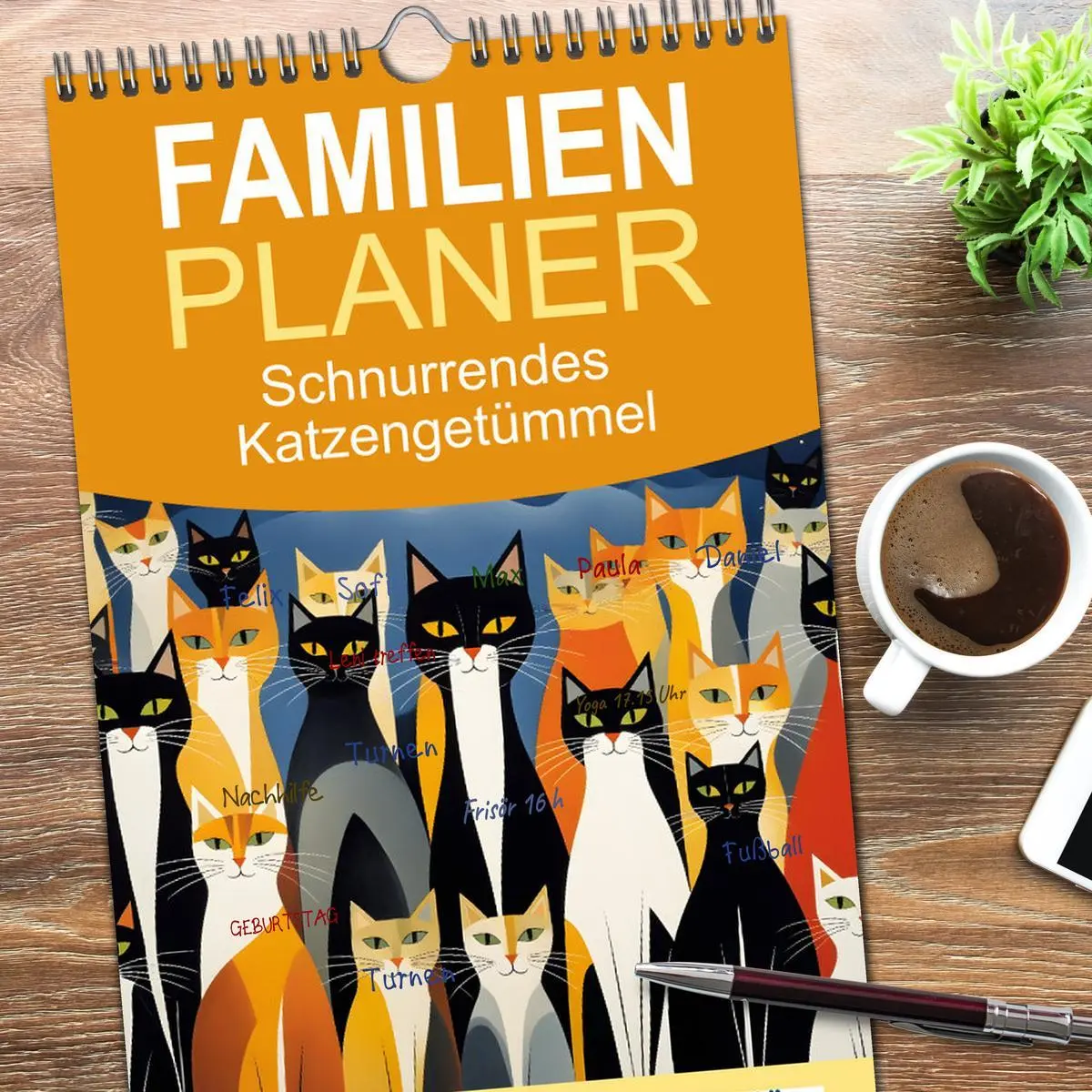Bild: 9783516616323 | Familienplaner 2026 - Schnurrendes Katzengetümmel mit 5 Spalten...